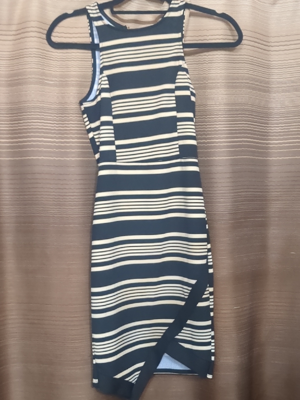 love J Navy and White Striped Midi Dress